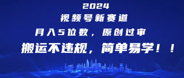 2024视频号新赛道，月入5位数+，原创过审，搬运不违规，简单易学【揭秘】-晟哥学社资源库