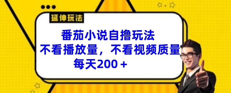 番茄小说自撸玩法，不看播放量，不看视频质量，每天200+【揭秘】-晟哥学社资源库