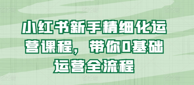 小红书新手精细化运营课程，带你0基础运营全流程-晟哥学社资源库