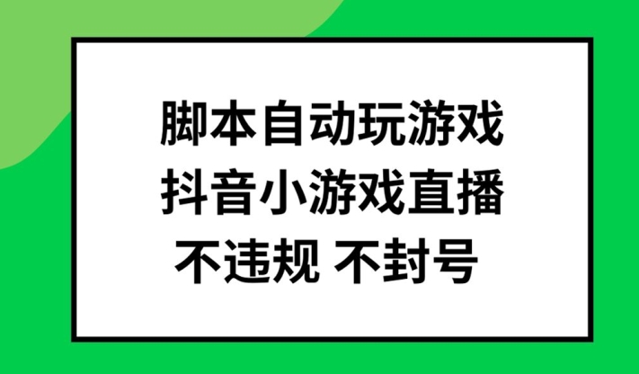 脚本自动玩游戏，抖音小游戏直播，不违规不封号可批量做【揭秘】-晟哥学社资源库