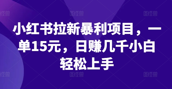 小红书拉新暴利项目，一单15元，日赚几千小白轻松上手【揭秘】-晟哥学社资源库