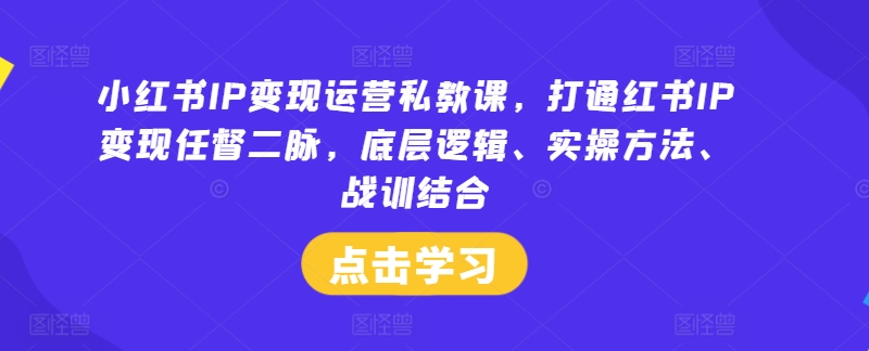 小红书IP变现运营私教课，打通红书IP变现任督二脉，底层逻辑、实操方法、战训结合-晟哥学社资源库