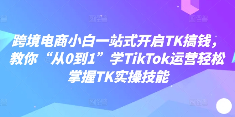 跨境电商小白一站式开启TK搞钱，教你“从0到1”学TikTok运营轻松掌握TK实操技能-晟哥学社资源库