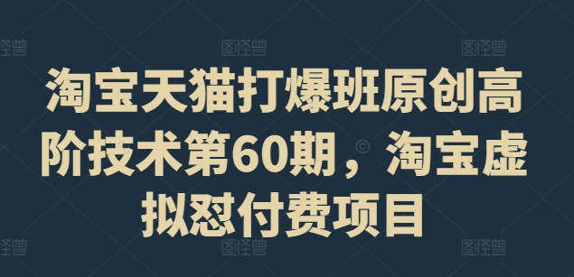 淘宝天猫打爆班原创高阶技术第60期，淘宝虚拟怼付费项目-晟哥学社资源库