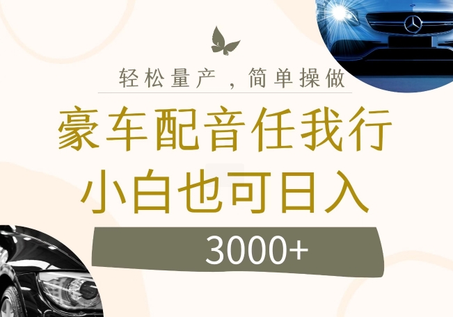 不为人知的暴力小项目，豪车配音，日入几张【揭秘】-晟哥学社资源库