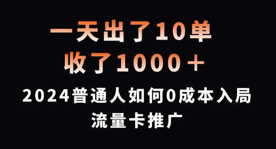 一天出了10单，收了1000+，2024普通人如何0成本入局流量卡推广【揭秘】-晟哥学社资源库