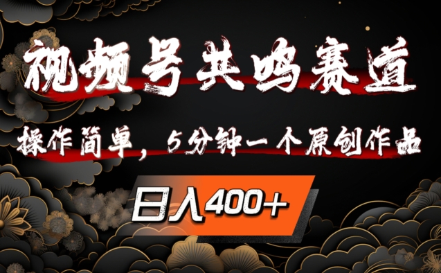 视频号共鸣赛道，操作简单，5分钟1个原创作品，日入几张【揭秘】-晟哥学社资源库