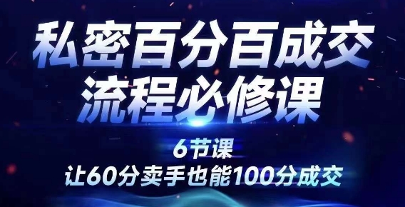 私密百分百成交流程线上训练营，绝对成交，让60分卖手也能100分成交-晟哥学社资源库