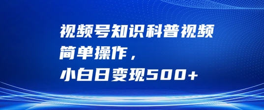 视频号知识科普视频，简单操作，小白日变现500+【揭秘】-晟哥学社资源库
