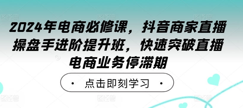 2024年电商必修课，抖音商家直播操盘手进阶提升班，快速突破直播电商业务停滞期-晟哥学社资源库