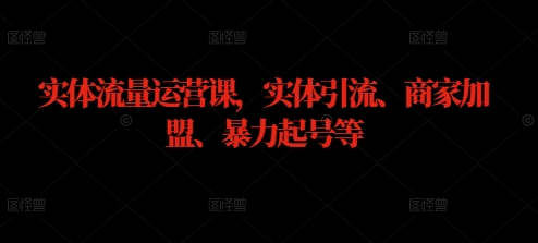 实体流量运营课，实体引流、商家加盟、暴力起号等-晟哥学社资源库