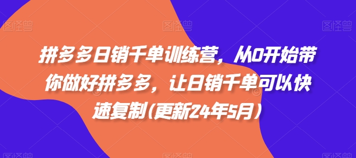 拼多多日销千单训练营，从0开始带你做好拼多多，让日销千单可以快速复制(更新24年8月)-晟哥学社资源库