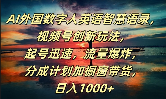 AI外国数字人英语智慧语录，视频号创新玩法，起号迅速，流量爆炸，日入1k+【揭秘】-晟哥学社资源库