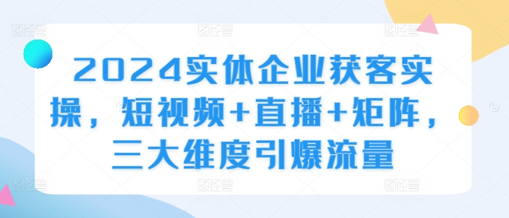 2024实体企业获客实操，短视频+直播+矩阵，三大维度引爆流量-晟哥学社资源库