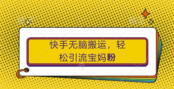 快手无脑搬运，轻松引流宝妈粉，纯小白轻松上手【揭秘】-晟哥学社资源库