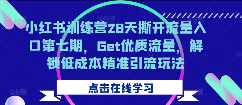 小红书训练营28天撕开流量入口第七期，Get优质流量，解锁低成本精准引流玩法-晟哥学社资源库