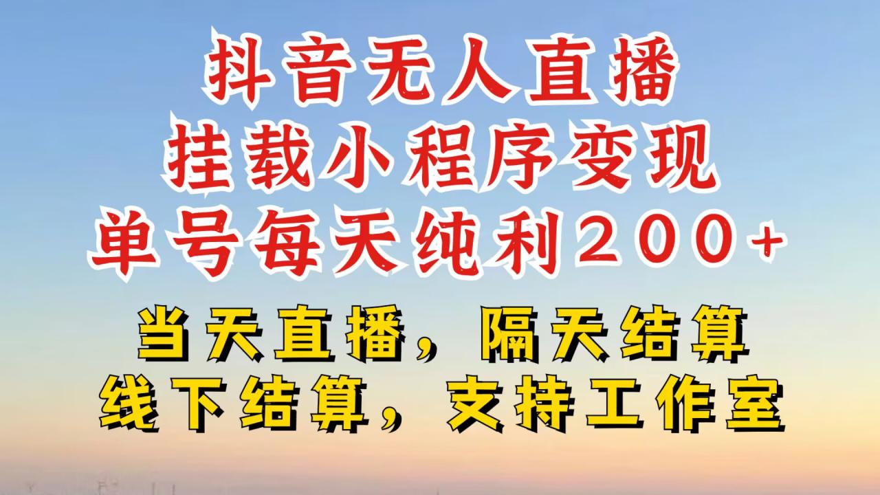 抖音无人直播挂载小程序，零粉号一天变现二百多，不违规也不封号，一场挂十个小时起步【揭秘】-晟哥学社资源库