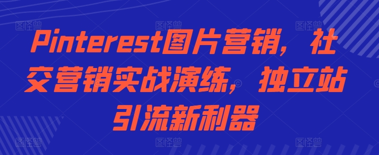 Pinterest图片营销，社交营销实战演练，独立站引流新利器-晟哥学社资源库