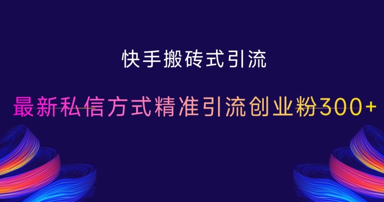 快手搬砖式引流，最新私信方式精准引流创业粉300+-晟哥学社资源库
