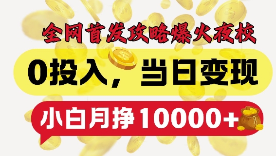 全网首发爆火夜校，0投入，当日变现，小白轻松月入1w+【揭秘】-晟哥学社资源库