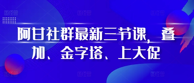 阿甘社群最新三节课，叠加、金字塔、上大促-晟哥学社资源库