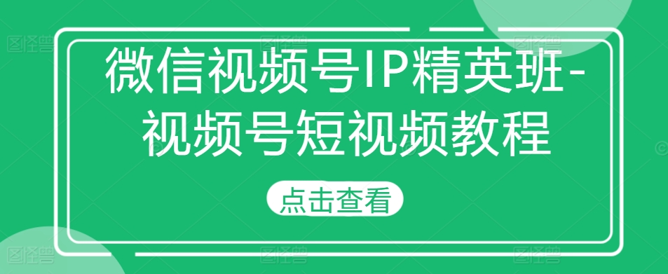 微信视频号IP精英班-视频号短视频教程-晟哥学社资源库