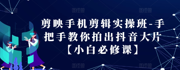 剪映手机剪辑实操班-手把手教你拍出抖音大片【小白必修课】-晟哥学社资源库