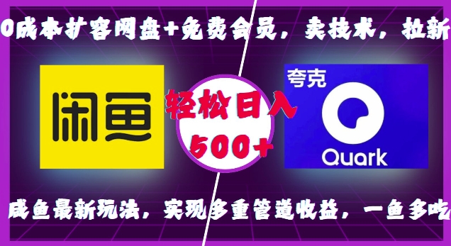 0成本扩容网盘+免费会员，卖技术，拉新，咸鱼最新玩法，实现多重管道收益，一鱼多吃，轻松日入500+-晟哥学社资源库