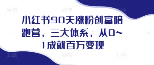 小红书90天涨粉创富陪跑营，​三大体系，从0~1成就百万变现，做小红书的最后一站-晟哥学社资源库