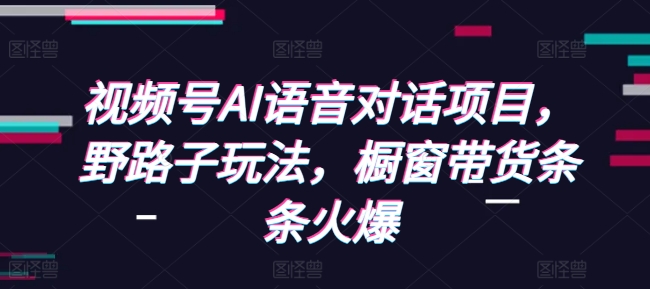 视频号AI语音对话项目，野路子玩法，橱窗带货条条火爆-晟哥学社资源库