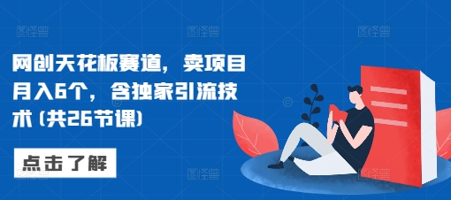 网创天花板赛道，卖项目月入6个，含独家引流技术(共26节课)-晟哥学社资源库
