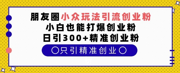 朋友圈小众玩法引流创业粉，小白也能打爆创业粉，日引300+精准创业粉【揭秘】-晟哥学社资源库