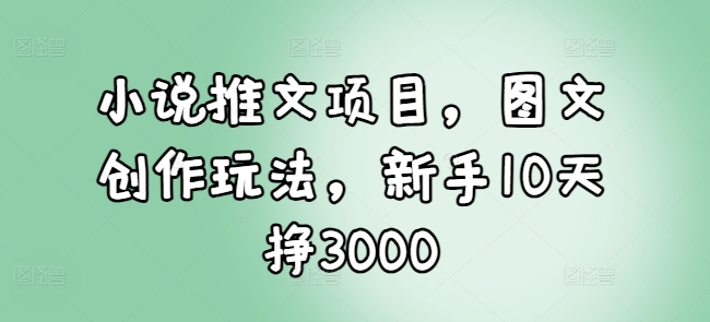 小说推文项目，图文创作玩法，新手10天挣3000-晟哥学社资源库