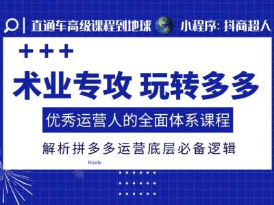 术业专攻玩转多多，优秀运营人的全面体系课程，解析拼多多运营底层必备逻辑-晟哥学社资源库