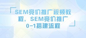 SEM竞价推广视频教程，SEM竞价推广0-1搭建流程-晟哥学社资源库