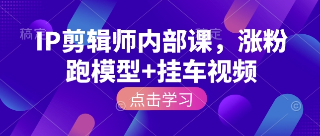 IP剪辑师内部课，涨粉跑模型+挂车视频-晟哥学社资源库