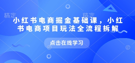 小红书电商掘金课，小红书电商项目玩法全流程拆解-晟哥学社资源库