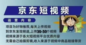 京东短视频带货课，无需自己拍摄剪辑，保姆式教学，两天快速上手-晟哥学社资源库