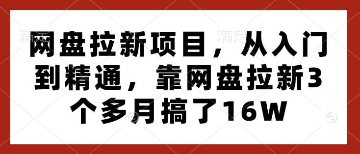 网盘拉新项目，从入门到精通，靠网盘拉新3个多月搞了16W-晟哥学社资源库