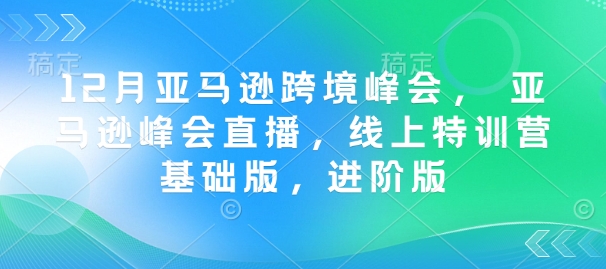 12月亚马逊跨境峰会， 亚马逊峰会直播，线上特训营基础版，进阶版-晟哥学社资源库
