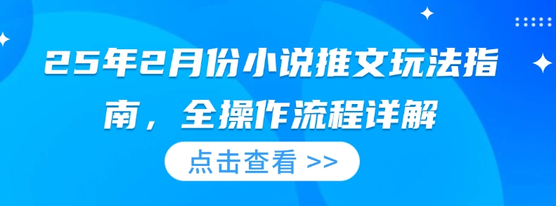 25年2月份小说推文玩法指南，全操作流程详解-晟哥学社资源库