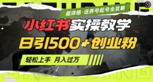 2月小红书最新日引500+创业粉实操教学【超详细】小白轻松上手,月入1W+,附小红书养号起号SOP-晟哥学社资源库