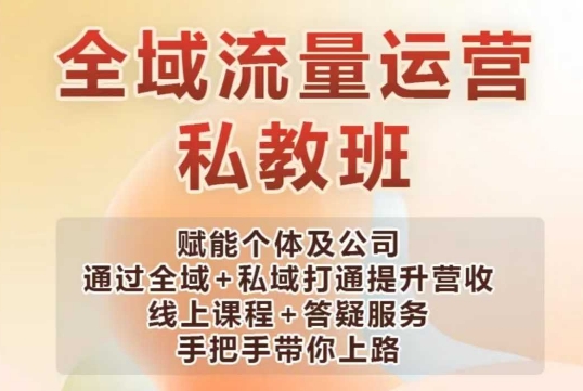 全域流量运营操盘课，赋能个体及公司通过全域+私域打通提升营收-晟哥学社资源库