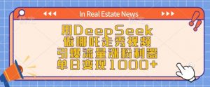 用DeepSeek做哪吒走秀视频,引爆流量涨粉利器,单日变现1k-晟哥学社资源库