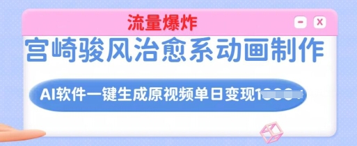 宫崎骏风治愈系动画制作，AI软件一键生成原创视频流量爆炸，单日变现多张，详细实操流程-晟哥学社资源库