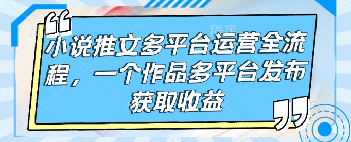 小说推文多平台运营全流程，一个作品多平台发布获取收益-晟哥学社资源库