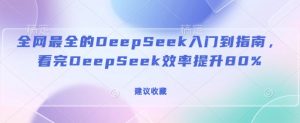 全网最全的DeepSeek入门到指南,看完DeepSeek效率提升80%(建议收藏)-晟哥学社资源库