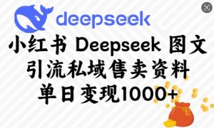 小红书Deepseek图文引流私域售卖资料,单日变现多张-晟哥学社资源库