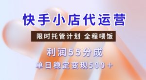 快手小店代运营3.0，模式新升级，收益55分，稳定单日5张【揭秘】-晟哥学社资源库