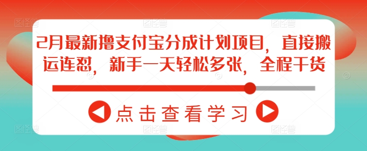 2月最新撸支付宝分成计划项目，直接搬运连怼，新手一天轻松多张，全程干货-晟哥学社资源库